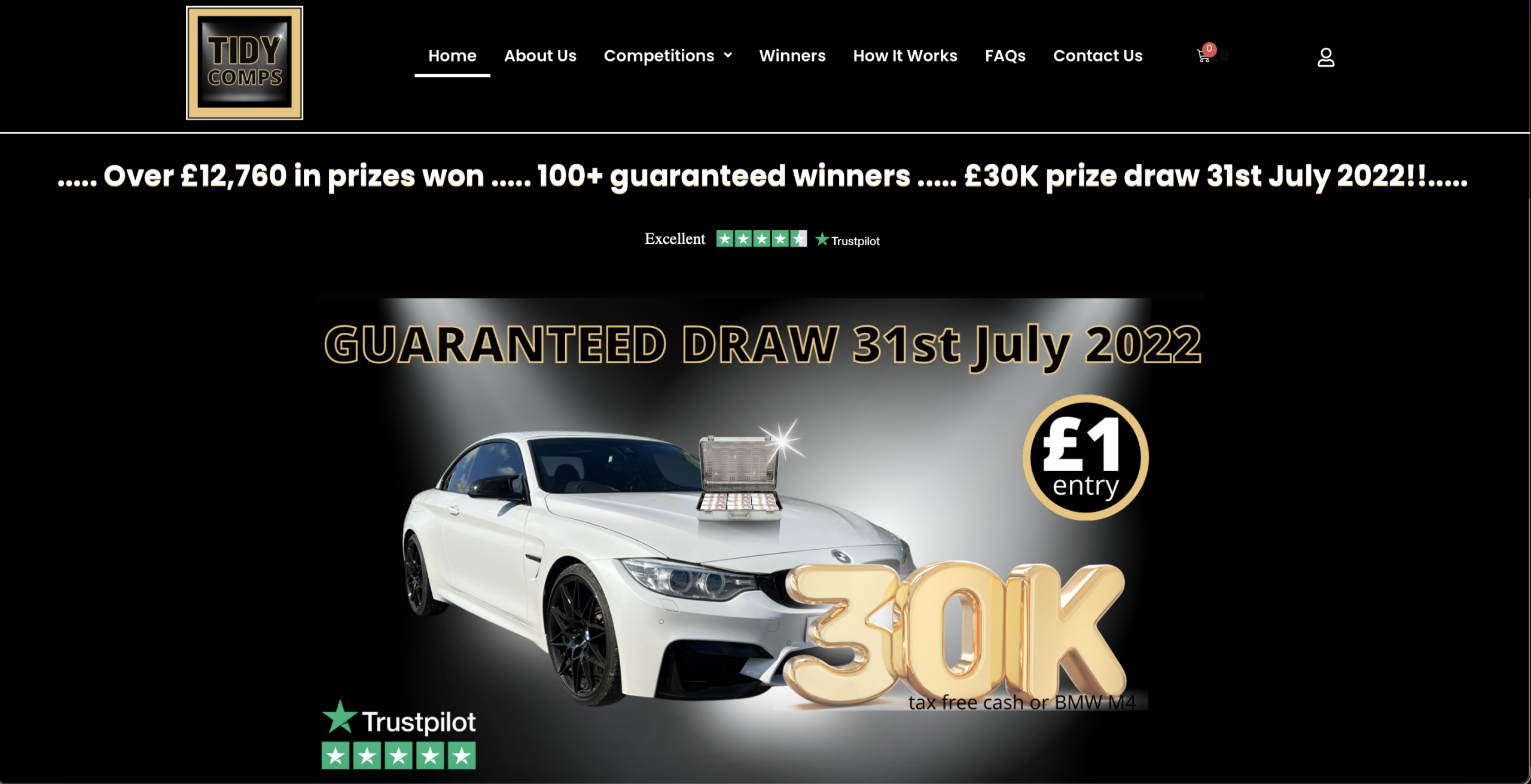 Raffle Cars Website Template Competition Website Design - Built in 7 days